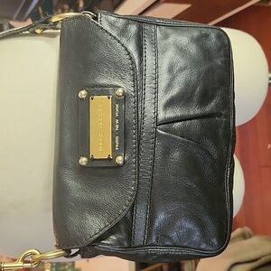 Marc Jacobs Paris-New York Leather Bag Crossbody Black Goldtone Hardware